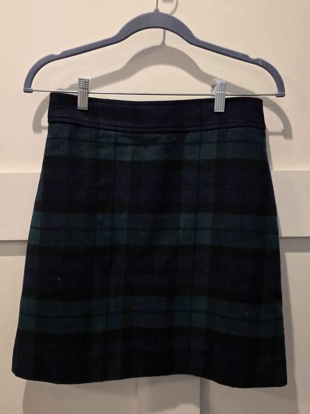 J Crew Skirt Womens 2 Green Tartan Plaid Wool Blend Preppy Holiday Academia
